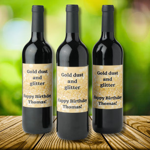 Gold Sparkles Wine Label
