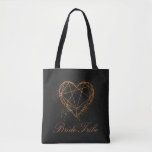 Gold Sparkling Glitter Heart Bride Tribe | Wedding Tote Bag<br><div class="desc">This wedding design features a gold sparkling glitter heart on a black background with the text "Bride Tribe" below in chic modern typography. #wedding #bride #bridetribe #sparkle #sparkling #glitter #gold #golden #heart #elegant #stylish #style #fashionable #fashion #design #designer #modern #trendy #trending #bridesmaid #maidofhonor #flowergirl #matronofhonor #bridal #bridalparty #gifts #bridalpartygifts #favours...</div>
