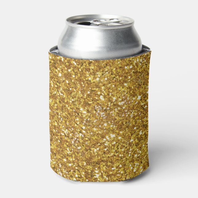 Gold sparkling glitter pattern            can cooler (Can Front)