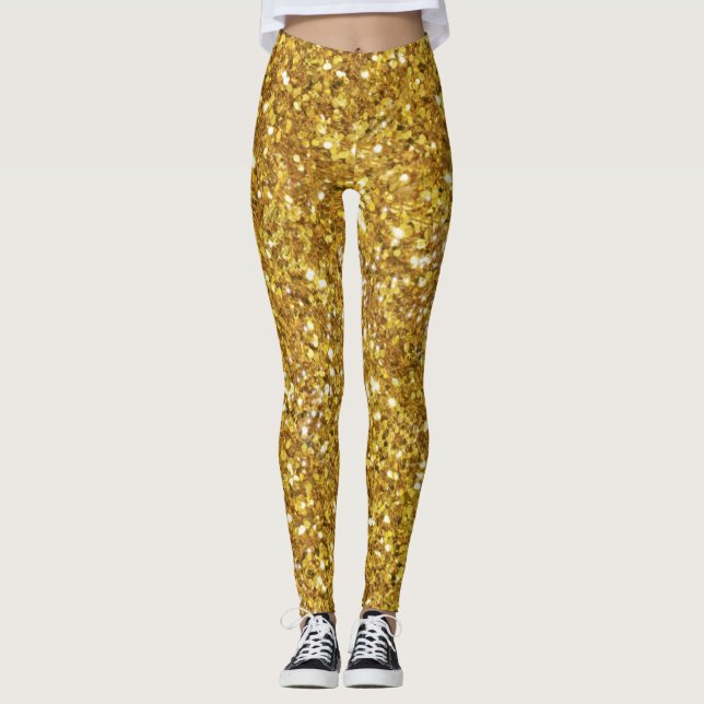 Gold sparkling glitter pattern        leggings (Front)