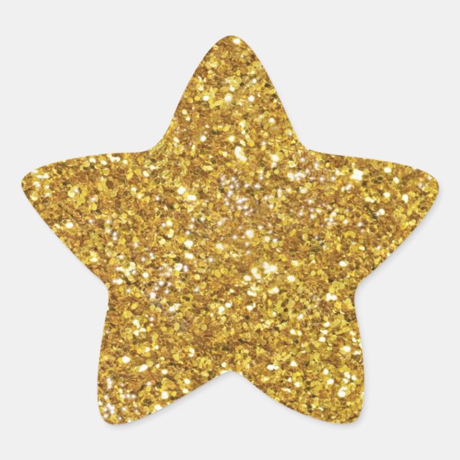 Gold sparkling glitter pattern         star sticker (Front)
