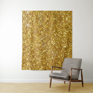 Gold sparkling glitter pattern tapestry