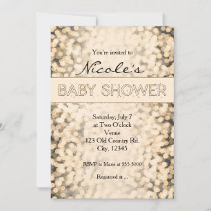 Gold Sparkling Lights BABY SHOWER Invitations