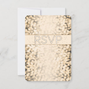 Gold Sparkling Lights Glam Wedding RSVP Card