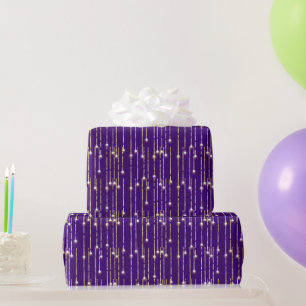 Gold Sparkling Lights On Purple Wrapping Paper