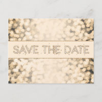 Gold Sparkling Lights SAVE THE DATE Glam Postcard