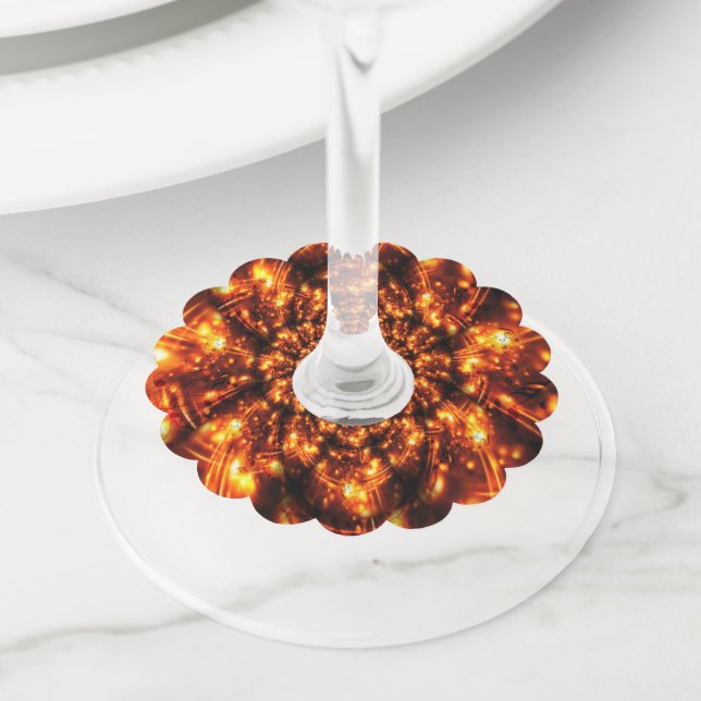 Gold Sparkling Lights Wine Glass Tag (Close Up)