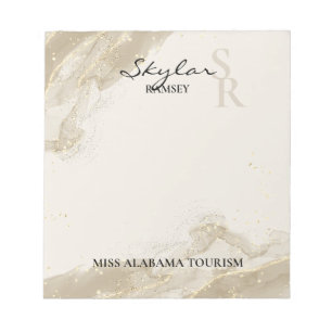 Gold Sparkling Sand Monogram Pageant Notepad