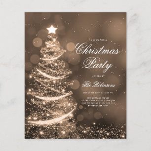 Gold Sparkling Xmas Tree Invite Program Menu