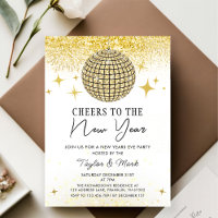 Gold Sparkly Disco Ball Cheers New Years Eve Party