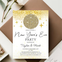 Gold Sparkly Disco Ball New Year's Eve Party