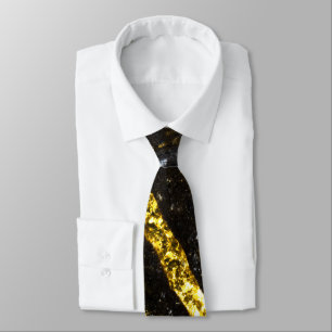 Gold sparkly line on black rock tie