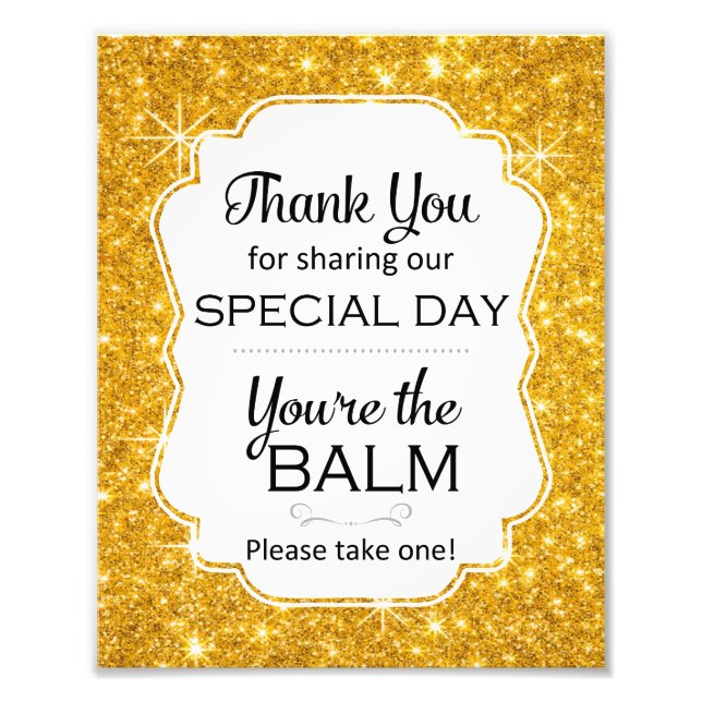 Gold Sparkly Lip Balm Favours Wedding Shower Sign (Front)
