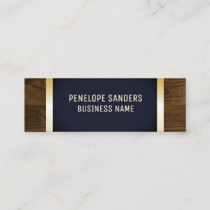 Gold Speckled Dark Blue Gold Metal Wood Trim Mini Business Card