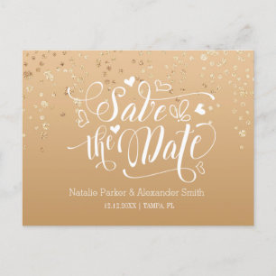 Gold Speckled   Save The Date Announcement Postcard
