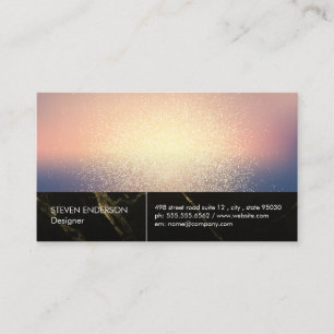 Gold Speckles Black Marble Trim Business Card