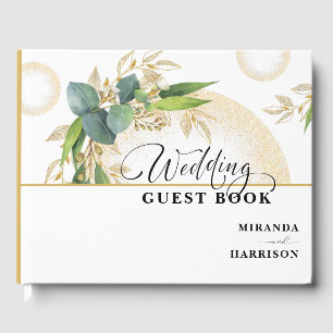 Gold Spheres and Botanical Wedding Guest Book