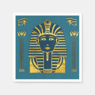 Gold Sphinx head with Egyptian hieroglyphs Napkin
