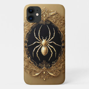Gold Spider Statue Over Ornate Filigree Design Case-Mate iPhone Case