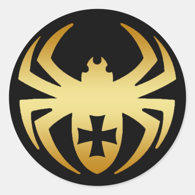 GOLD SPIDER WITH CROSS CLASSIC ROUND STICKER (Front)