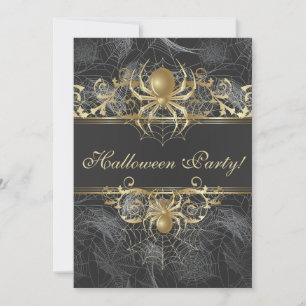 Gold Spiders Halloween Party - Halloween Wedding Invitation