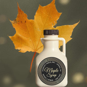 Gold Spiral Border Maple Syrup Label on Black