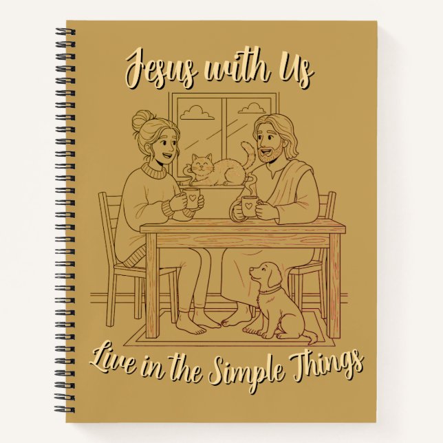 Gold Spiral Notebook, Jesus with Us Prayer Journal (Front)