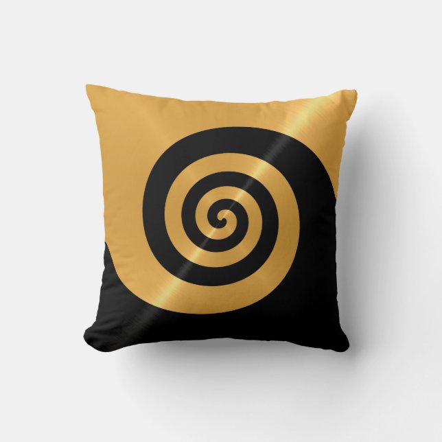 Gold Spiral Pattern Shiny Steel Metal Cushion (Front)