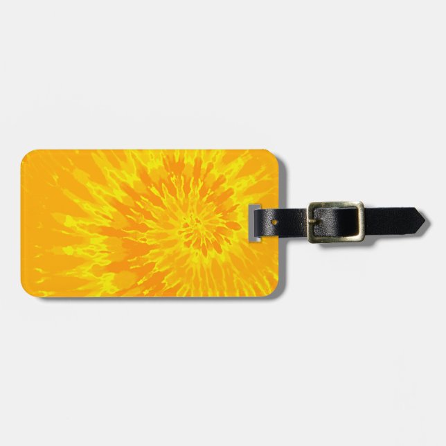 Gold Spiral Tie Dye Luggage Tag (Front Horizontal)
