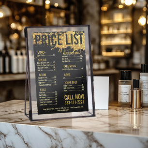 Gold Splash Glitter Hair Stylist Black Price List Flyer