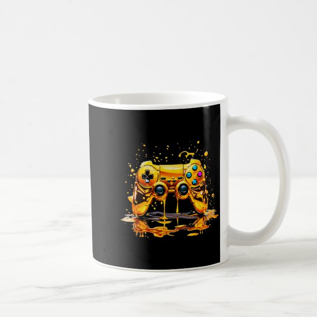 Gold Splash Video Game Controller Golden Gamer Gam Coffee Mug (Right)