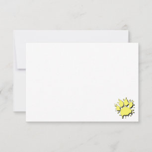 Gold Splatter Dog Paw Drawing Blank Card