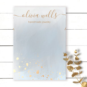 Gold Splatter Grey Watercolor Necklace Bracelet  Business Card