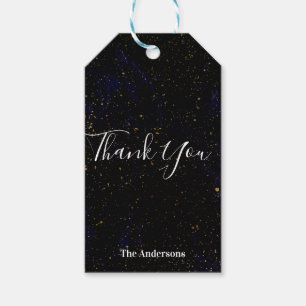Gold Splatter Modern Chic Purple Blue Cosmic Favou Gift Tags
