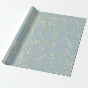 Gold Splatter Sea Foam Blue Green Grey Glam Wrapping Paper