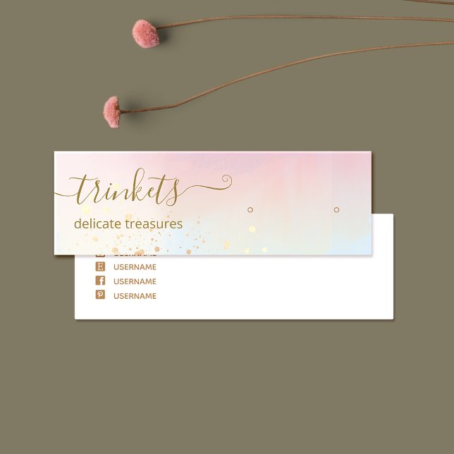 Gold Splatter Watercolor Stud Earring Display  Mini Business Card (Creator Uploaded)
