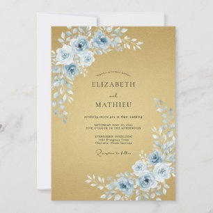 Gold Splendid Rose Wedding Invitation