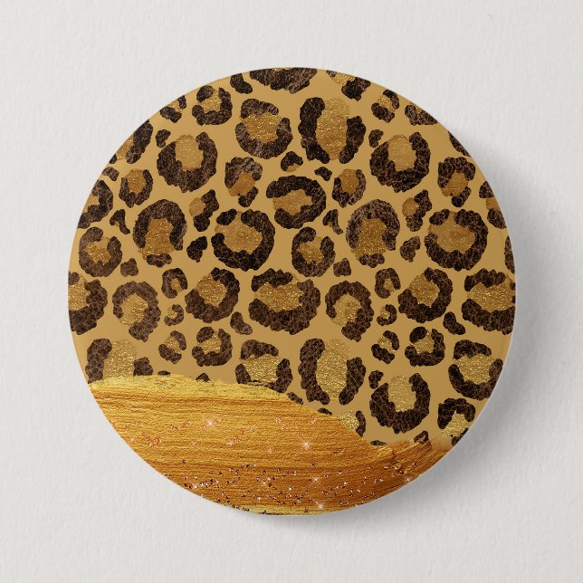 Gold Spots on Metal Glamour Cheetah Skin 7.5 Cm Round Badge (Front)