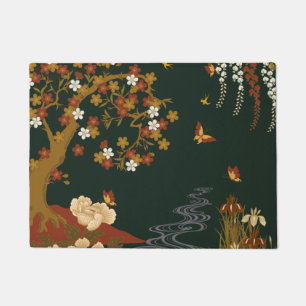 Gold Spring Floral Cherry Blossom River Night Doormat