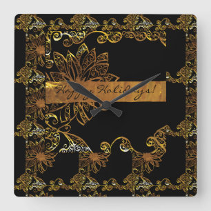 Gold Square Wall Clock