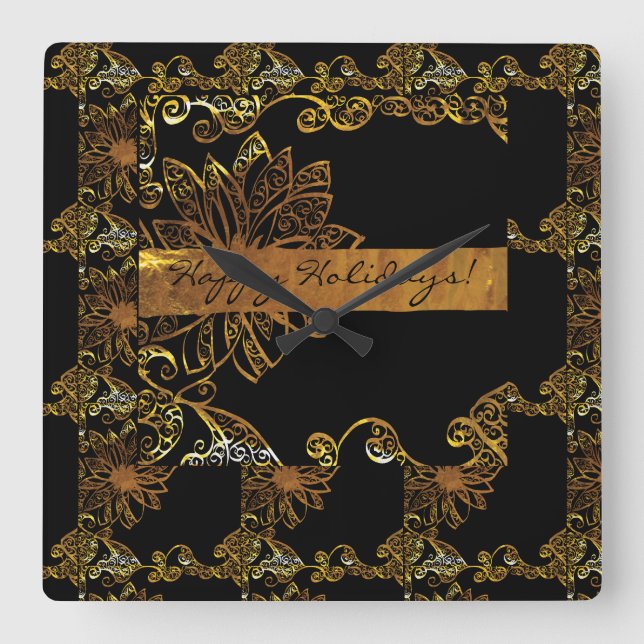 Gold Square Wall Clock (Front)