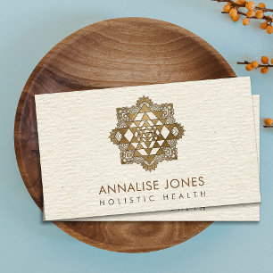 Gold Sri Yantra  / Sri Chakra in Lotus Business Card