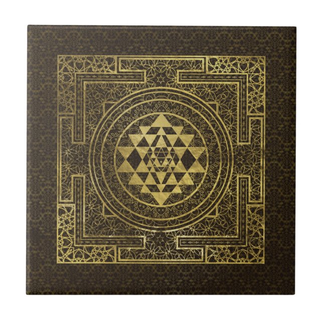 Gold Sri Yantra  / Sri Chakra Tile (Front)