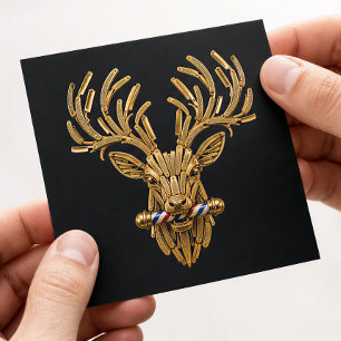 Gold Stag Razor Barber Shop Logo Hair Stylist Square Business Card