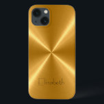 Gold Stainless Steel Metal iPhone 13 Case<br><div class="desc">Gold Stainless Steel Metallic. Please remove / change "Elizabeth" prior to purchase. Design is available on other products.</div>