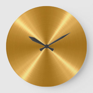 Gold Stainless Steel Metal Large Clock