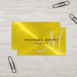 Gold Stainless Steel Metal Monogram Business Card