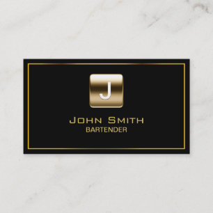 Gold Stamp Bartender Dark Business Card
