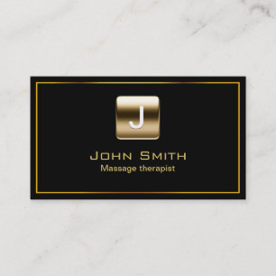 Gold Stamp Massage therapist Dark Business Card