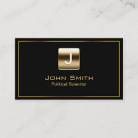 Gold Stamp Political Scientist Dark Business Card